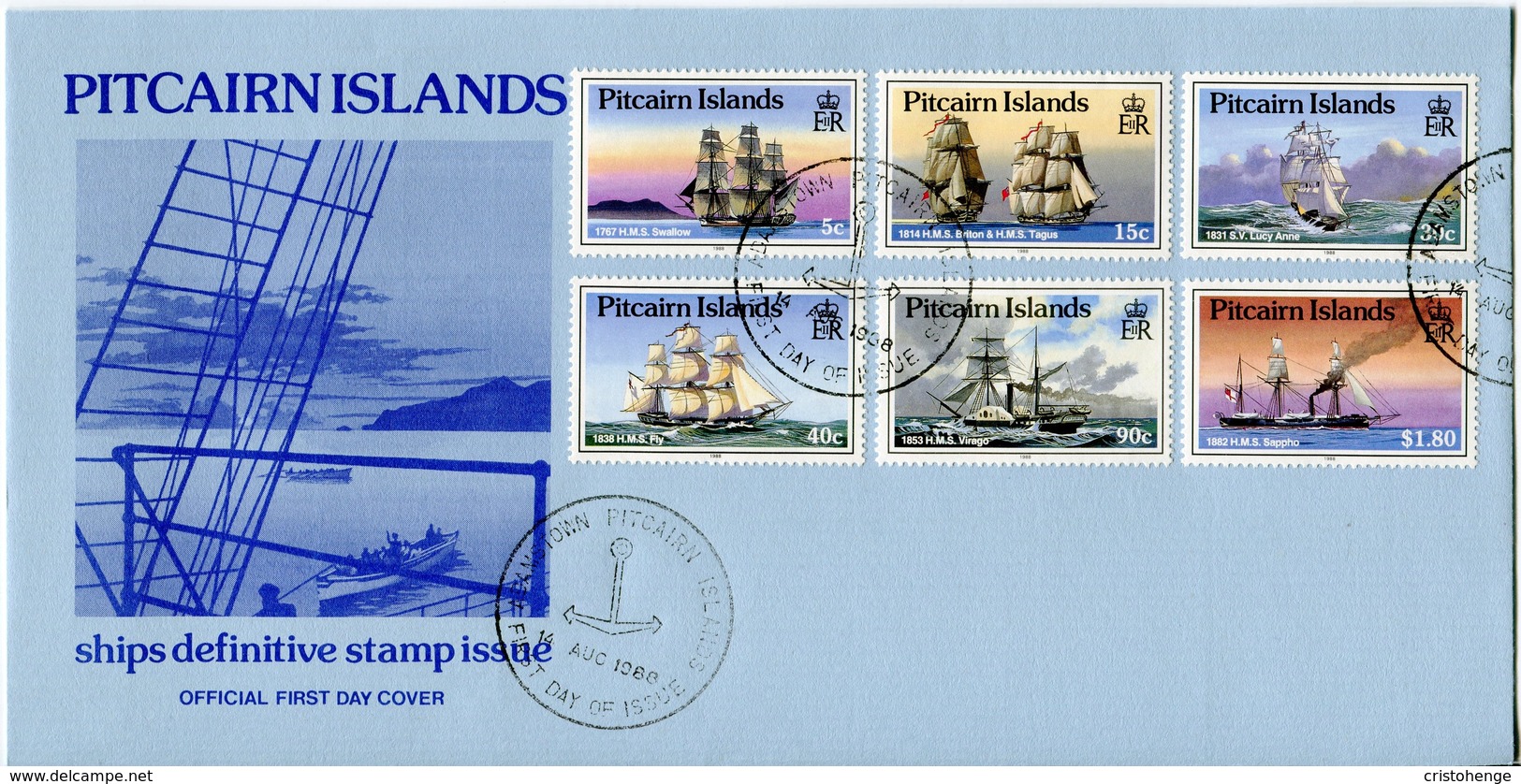 Pitcairn Islands 1988 Ships FDC Set (SG 315-326) - Pitcairn Islands