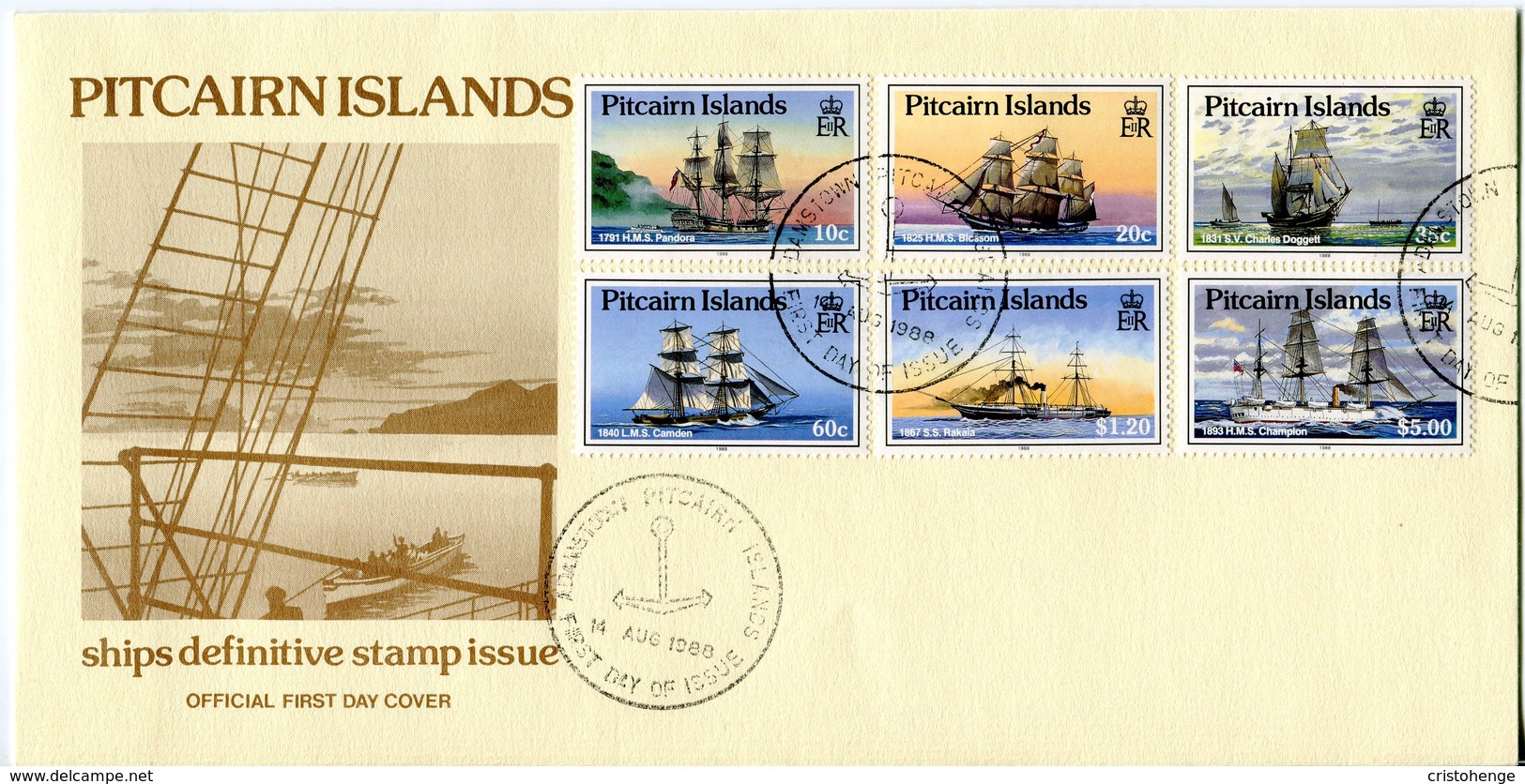 Pitcairn Islands 1988 Ships FDC Set (SG 315-326) - Islas De Pitcairn