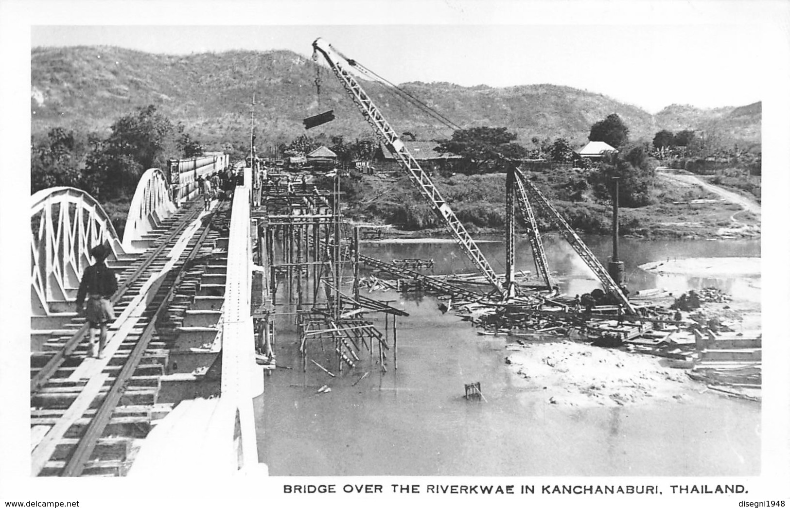 08520 "BRIDGE OVER THE RIVER WVAE IN KANCHANABURI. THAILAND" ANIMATA. FOTOCART. ORIG. NON SPED. - Tailandia