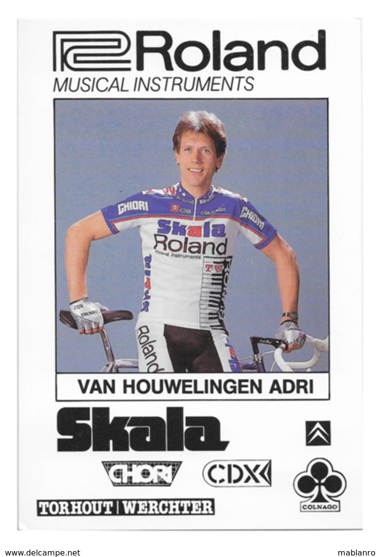 CARTE CYCLISME ADRI VAN HIUWELINGEN TEAM ROLAND 1987 - Cyclisme