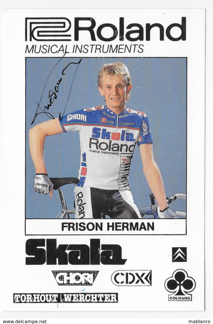 CARTE CYCLISME HERMAN FRISON TEAM ROLAND 1987 - Cyclisme