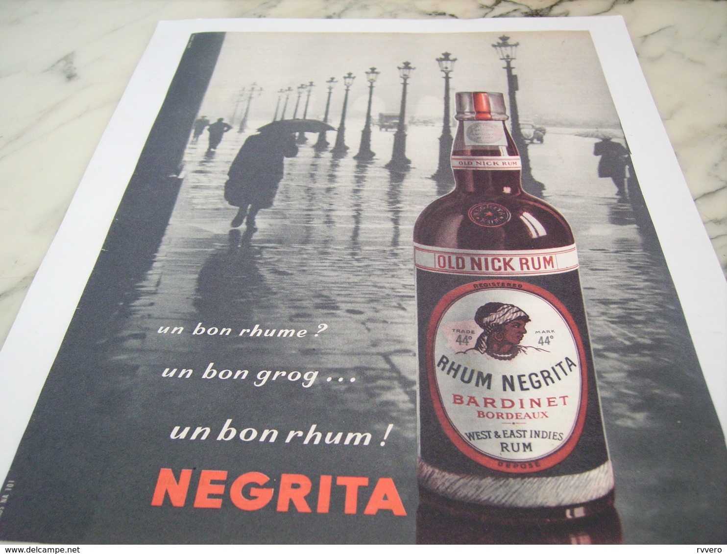 ANCIENNE PUBLICITE RHUM NEGRITA UN  BON RHUME 1955 - Alcools