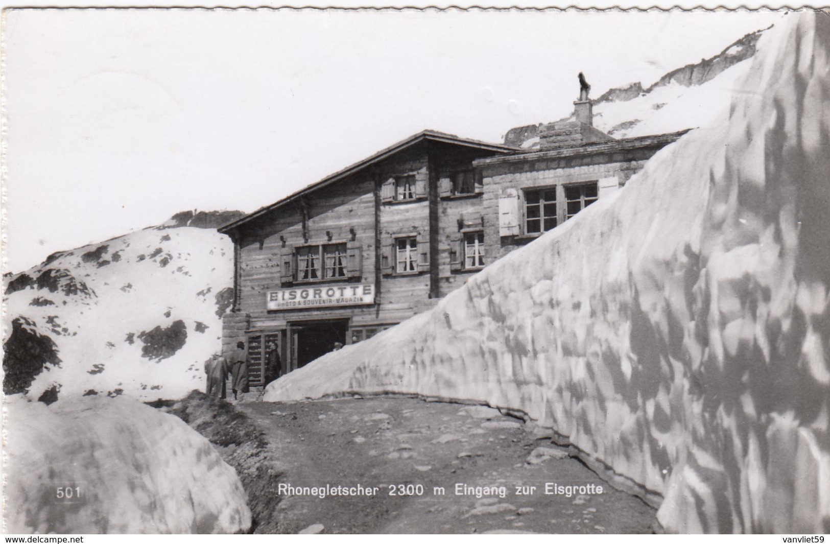 SWITZERLAND-SCHWEIZ-SUISSE-SVIZZERA-RHONEGLETSCHER EINGANG ZUR EISGROTTE-CARTOLINA VERA FOTO-VIAGGIATA IL 12-8-1955 - Altri & Non Classificati