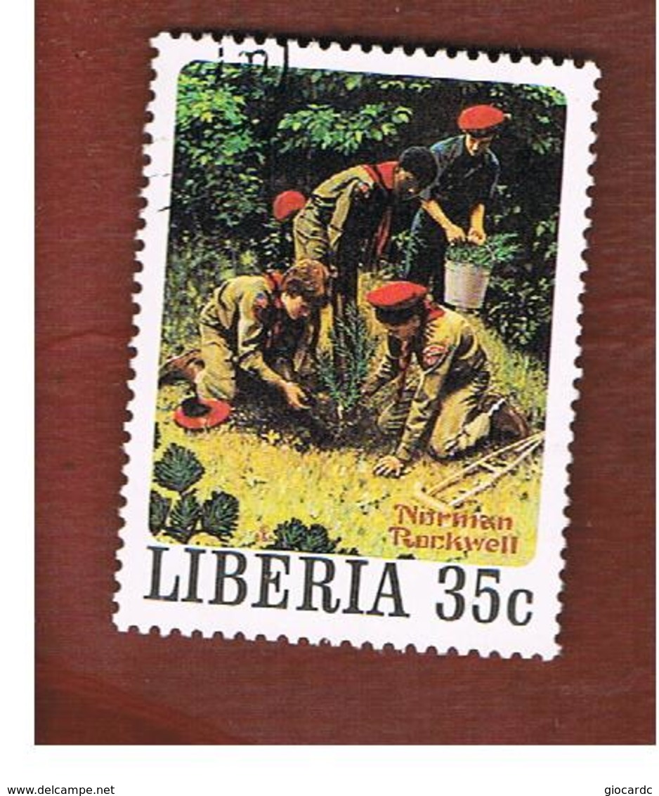 LIBERIA  -   SG 1438   - 1979 SCOUT PAINTINGS BY N. ROCKWELL     -  USED° - Liberia