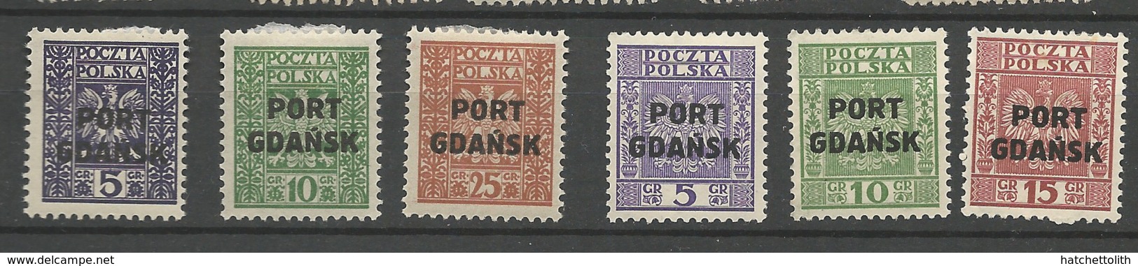 Danzig Port Gdansk  1929, 34  Michel No.20-22, 26-28  Polish Stamps 2 Sets  Mint Hinged X - Other & Unclassified