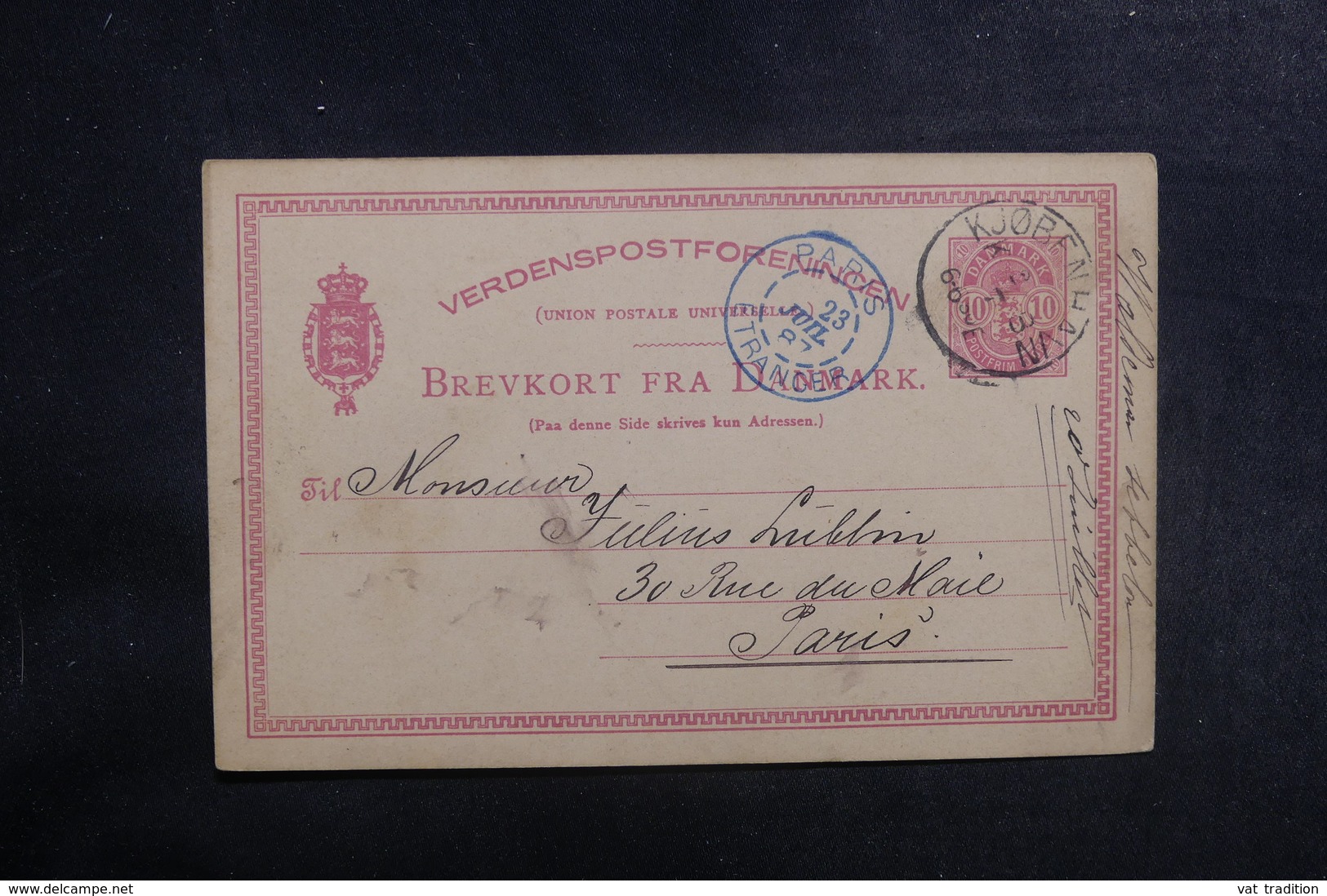 DANEMARK - Entier Postal Pour Paris En 1887 - A Voir - L 39641 - Interi Postali