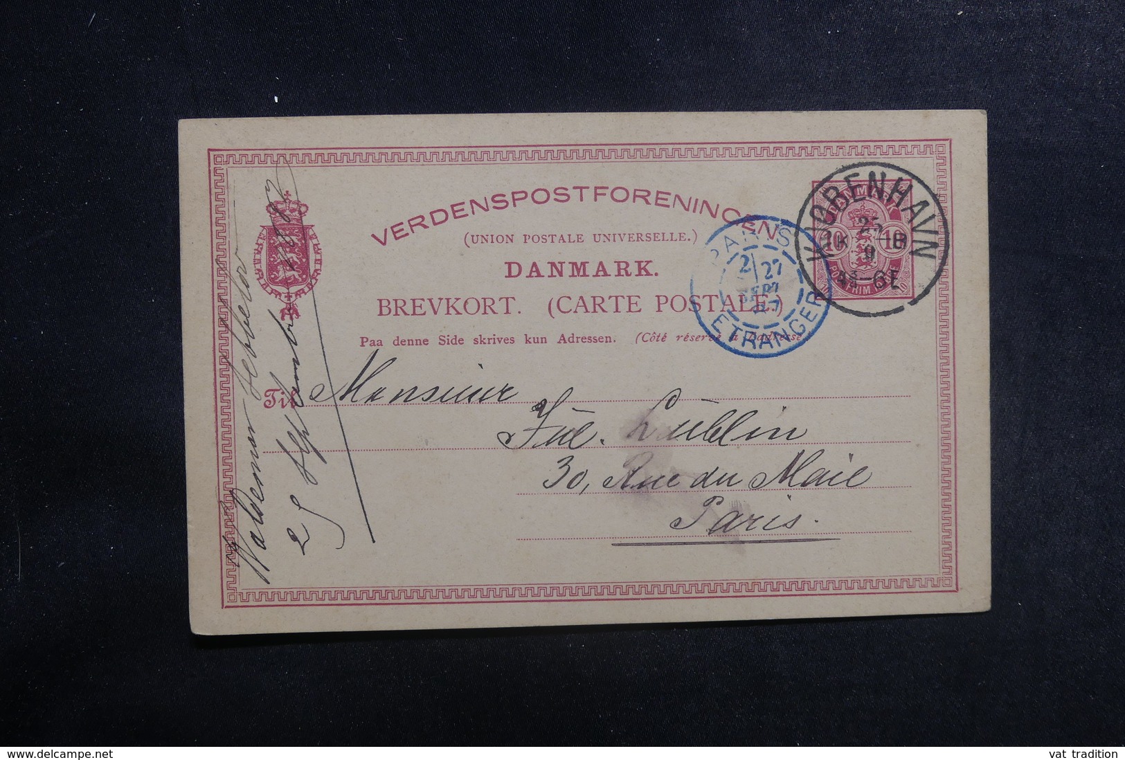 DANEMARK - Entier Postal Pour Paris En 1887 - A Voir - L 39642 - Entiers Postaux