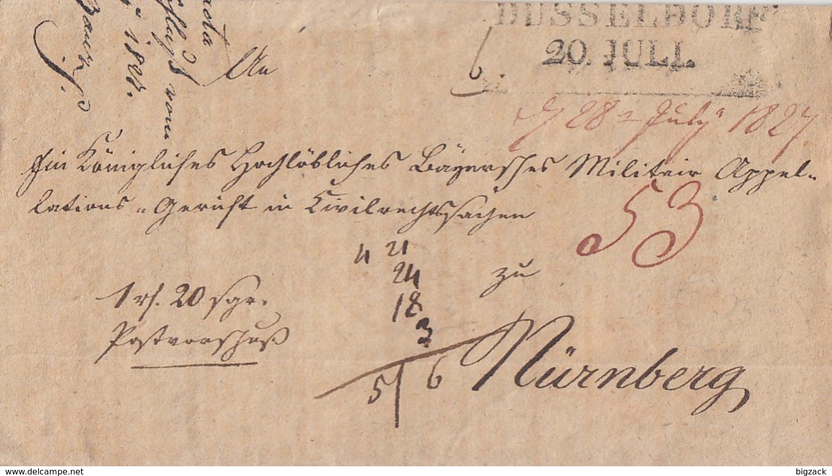Preussen Brief L2 Düsseldorf 20.Juli (1827) Gel. Nach Nürnberg - Vorphilatelie
