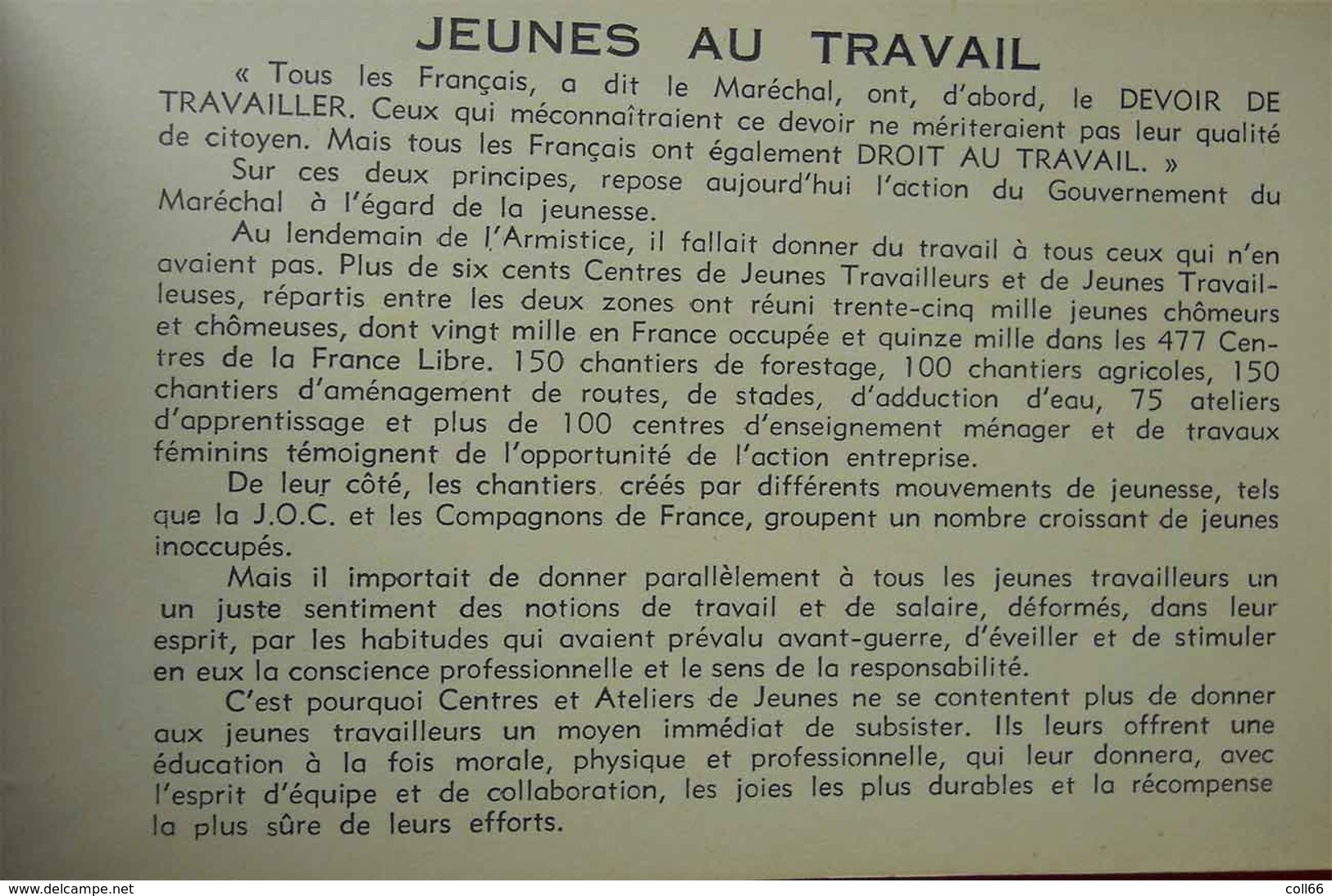 Ww2 Carnet Francisque Jeunes Au Travail 10 Cartes Jeunes Compagnons De France Centre Jeunes Travailleurs CJF Mal Pétain - Weltkrieg 1939-45