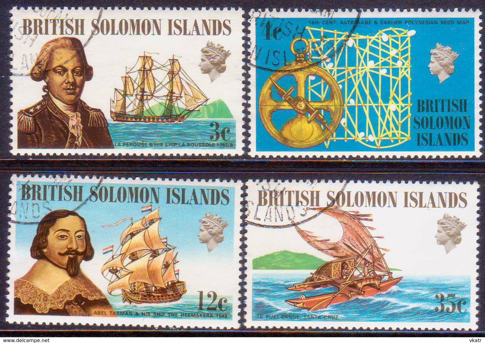 BRITISH SOLOMON ISLANDS 1971 SG #201-04 Compl.set Used Ships And Navigators (1st Series) - British Solomon Islands (...-1978)