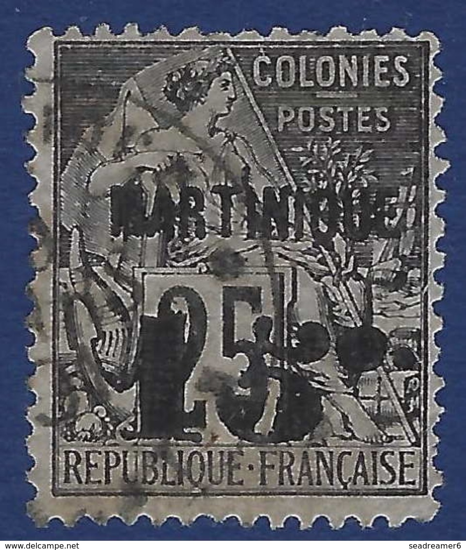 France Colonies Martinique N°17c Oblitéré 15c Sur 25c Variété 5 Penché R & TTB - Gebraucht