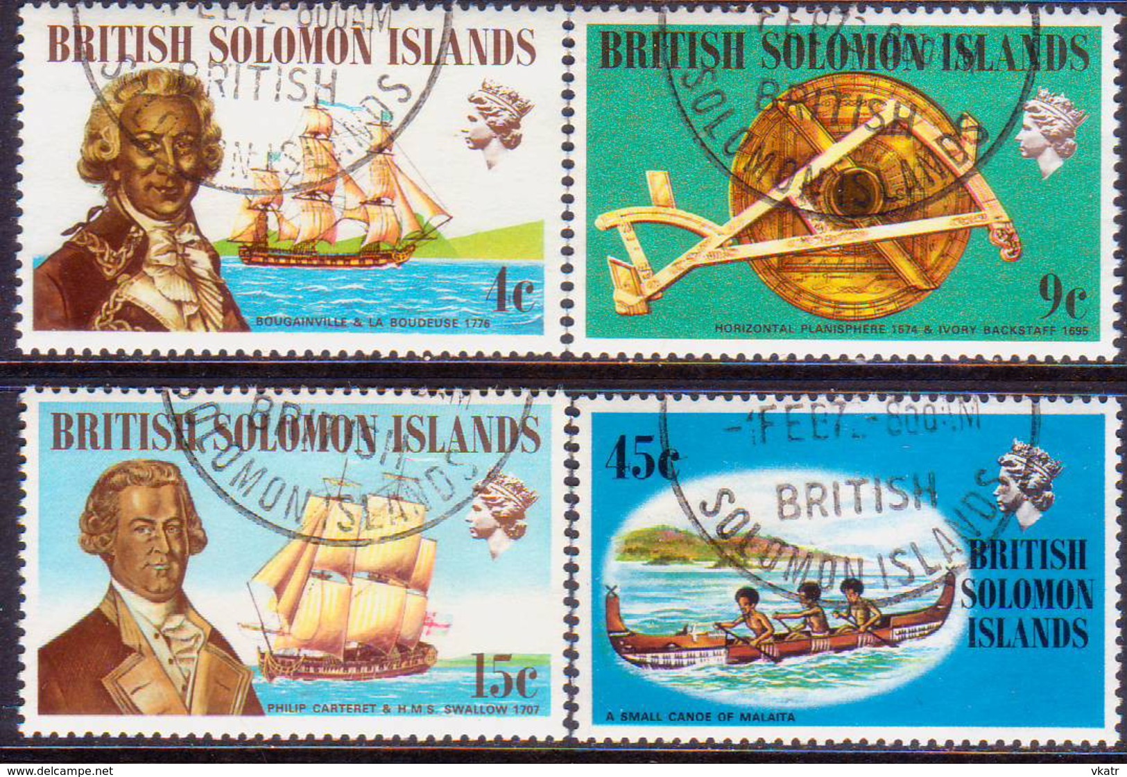 BRITISH SOLOMON ISLANDS 1972 SG #215-18 Compl.set Used Ships And Navigators (2nd Series) - British Solomon Islands (...-1978)