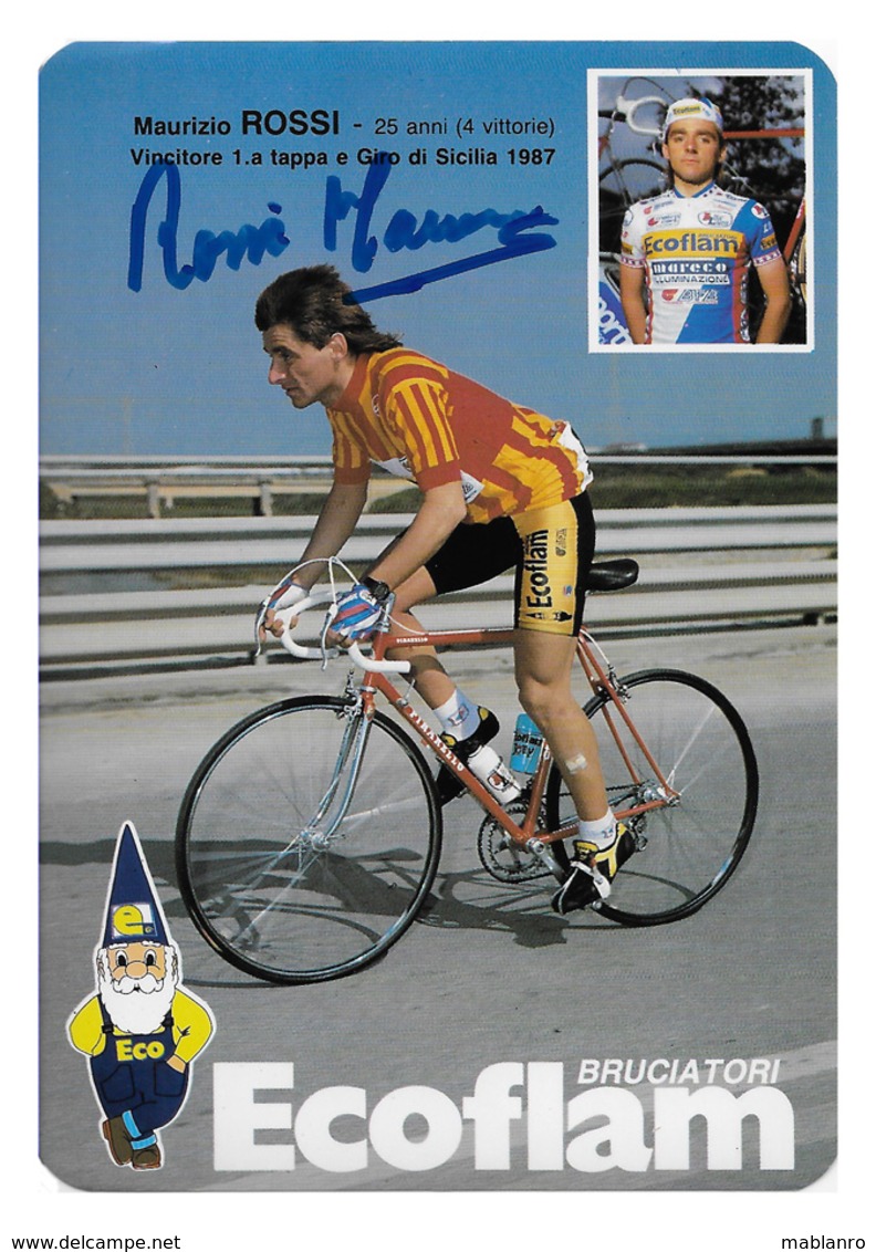 CARTE CYCLISME MAURICIO ROSSI TEAM ECOFLAN 1987 - Cyclisme