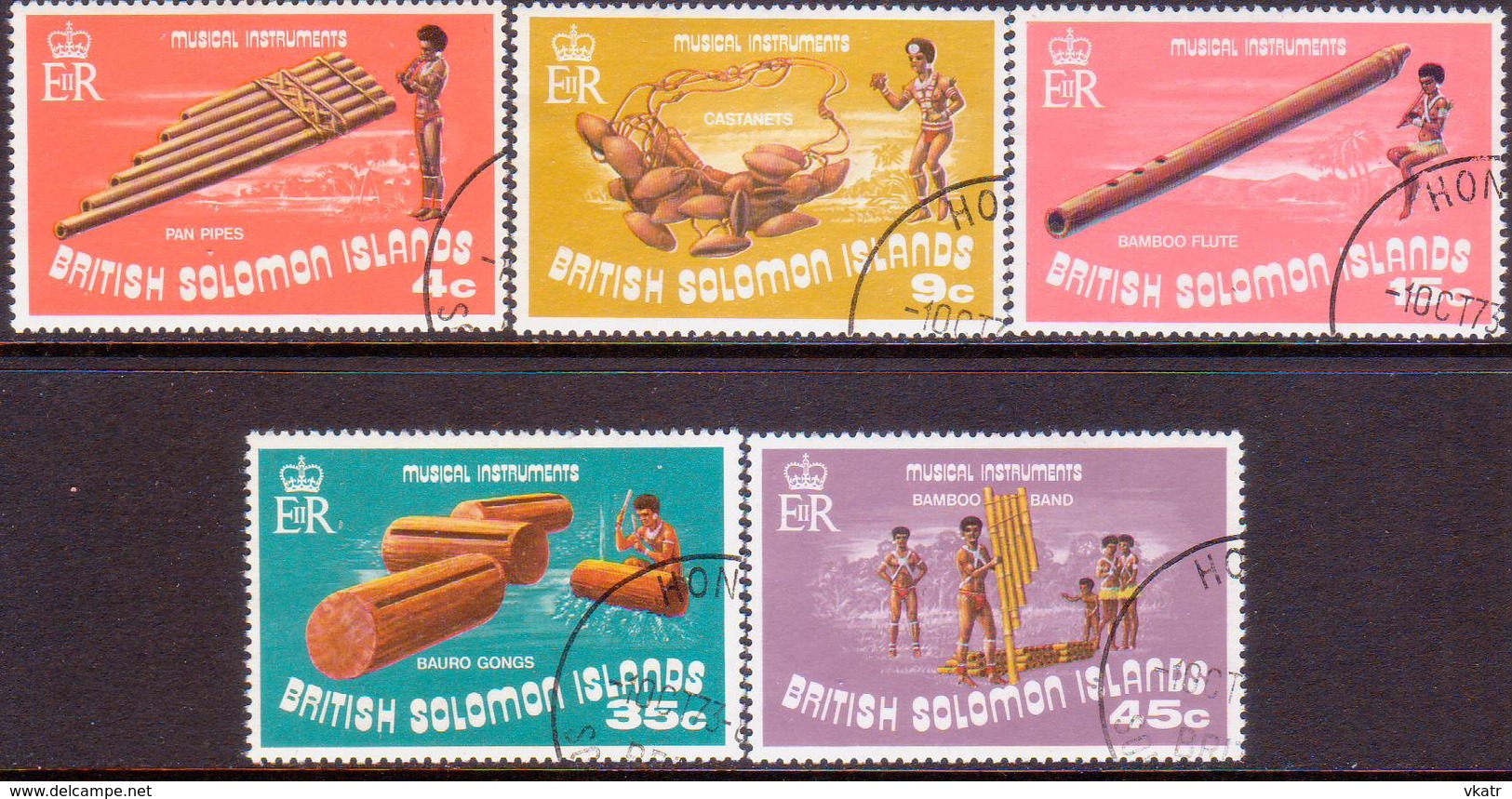 BRITISH SOLOMON ISLANDS 1973 SG #240-44 Compl.set Used Musical Instruments - British Solomon Islands (...-1978)