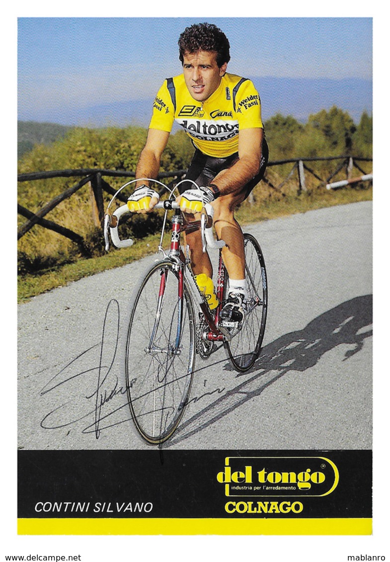 CARTE CYCLISME SILVANO CONTINI SIGNEE TEAM DEL TONGO 1987 - Cyclisme