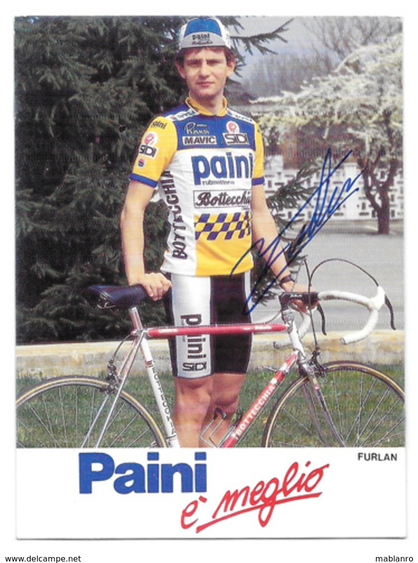 CARTE CYCLISME FURLAN SIGNEE TEAM PAINI 1987 - Cyclisme