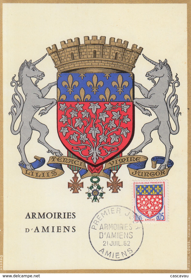 Carte Maximum  1er Jour   FRANCE     Armoiries  D' AMIENS     1962 - 1960-1969
