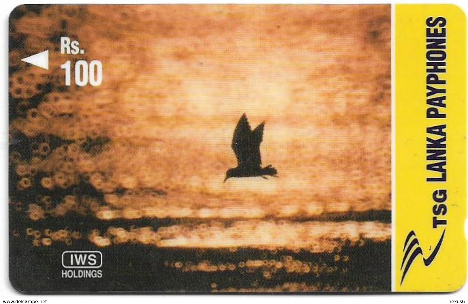 Sri Lanka - Lanka Pay Phones (GPT) - Flying Bird At Sunset - 44SRLF  (Normal Zero 0), 100Rs, Used - Sri Lanka (Ceilán)