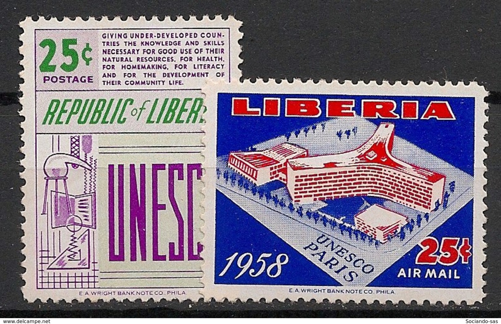 Liberia - 1959 - N°Yv. 362 + PA 117 - UNESCO - Neuf Luxe ** / MNH / Postfrisch - Liberia