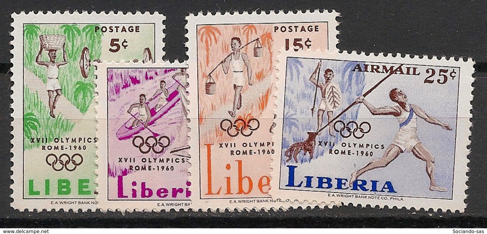 Liberia - 1960 - N°Yv. 368 à 370 + PA 122 - Rome / Olympics - Neuf Luxe ** / MNH / Postfrisch - Sommer 1960: Rom