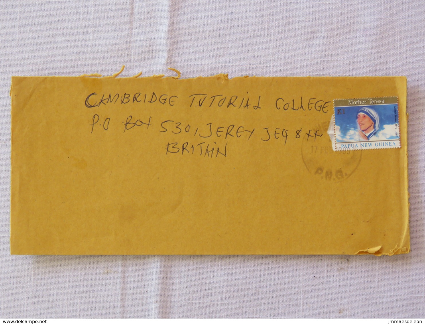 Papua New Guinea 1999 Cover To Jersey England - Mother Teresa - Papouasie-Nouvelle-Guinée