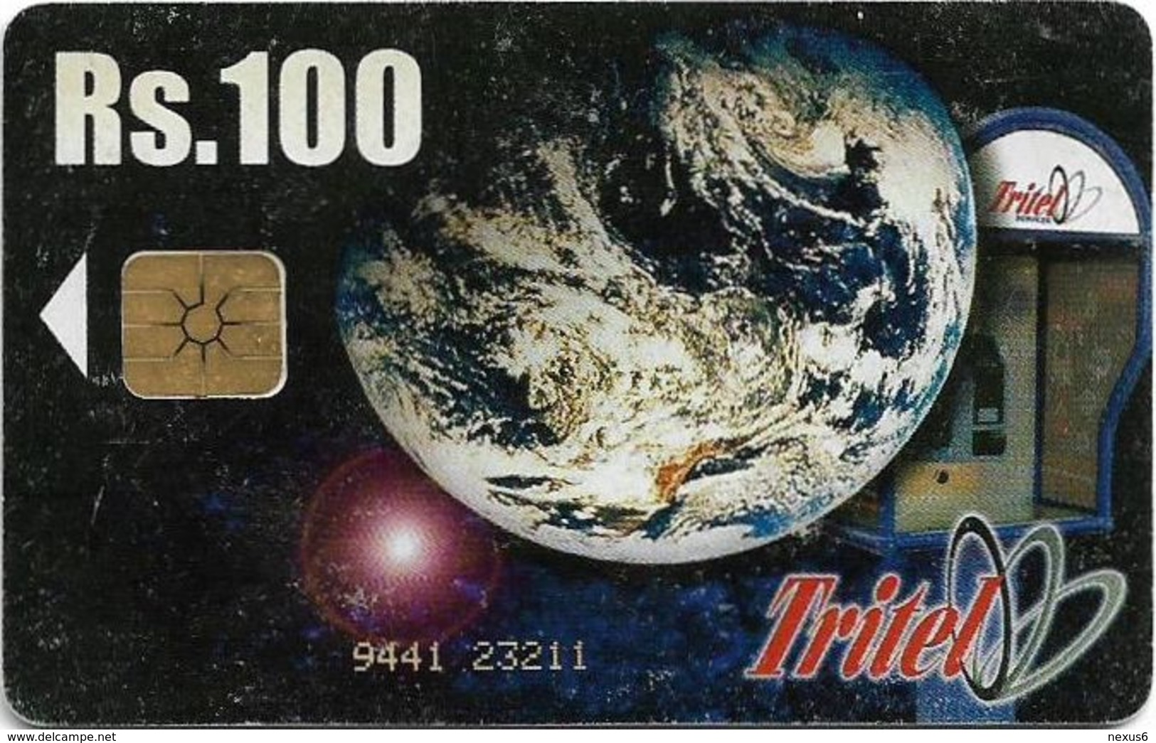 Sri Lanka - Tritel (Chip) - Globe & Phone Booth (Yellow CN), 100Rs, Used - Sri Lanka (Ceylon)