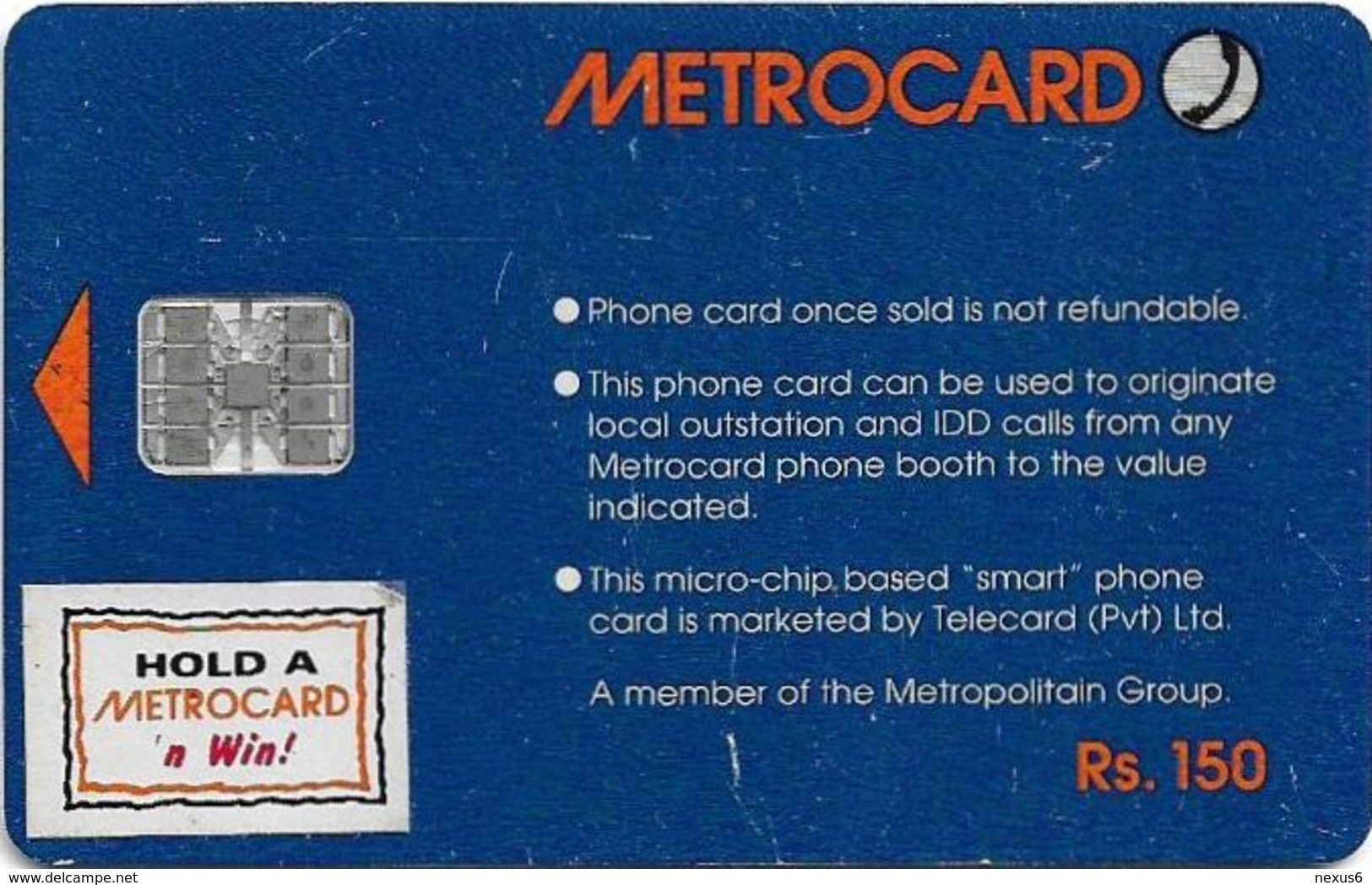 Sri Lanka - Metrocard (Chip) - Kandyan Dancer, SC7, 150Rs, Used - Sri Lanka (Ceylon)