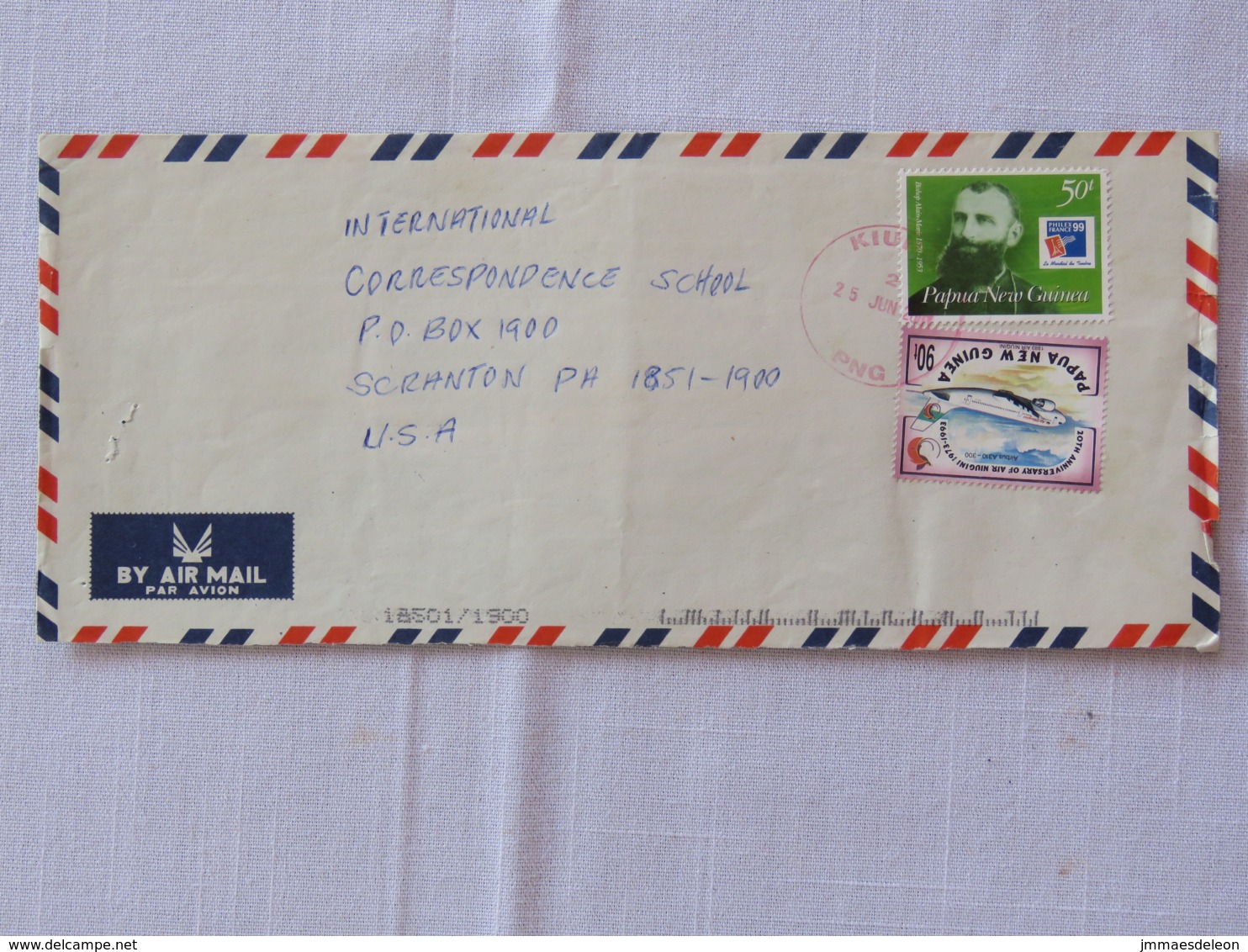 Papua New Guinea 2001 Cover To USA - Plane - PHILEX France - Bishop Alain-Marie - Papua-Neuguinea