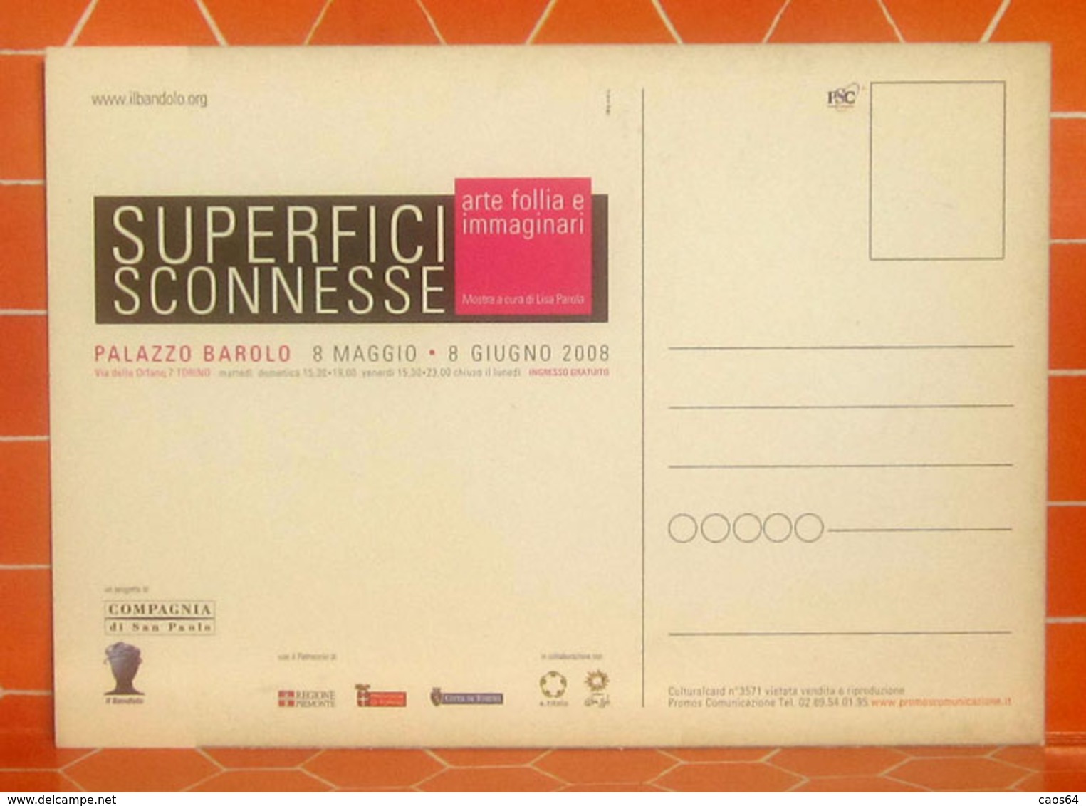 SUPERFICI SCONNESSE Mostra Arte Torino 2008  CARTOLINA Non Viaggiata - Pubblicitari