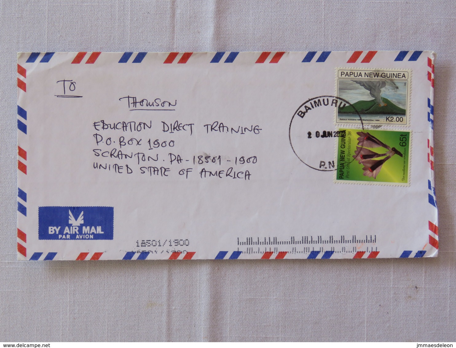 Papua New Guinea 2002 Cover To USA - Volcano Rabaul (Scott (($ = 3.5 $) - Flowers - Papúa Nueva Guinea