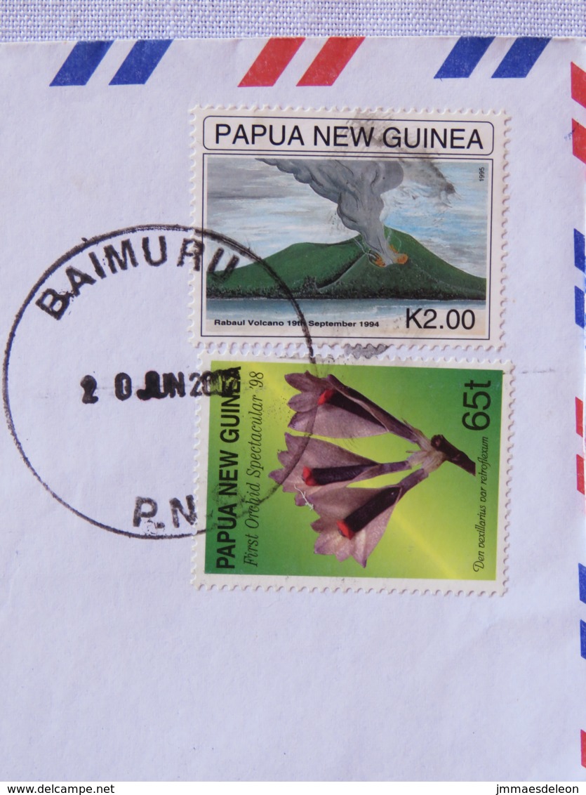 Papua New Guinea 2002 Cover To USA - Volcano Rabaul (Scott (($ = 3.5 $) - Flowers - Papúa Nueva Guinea