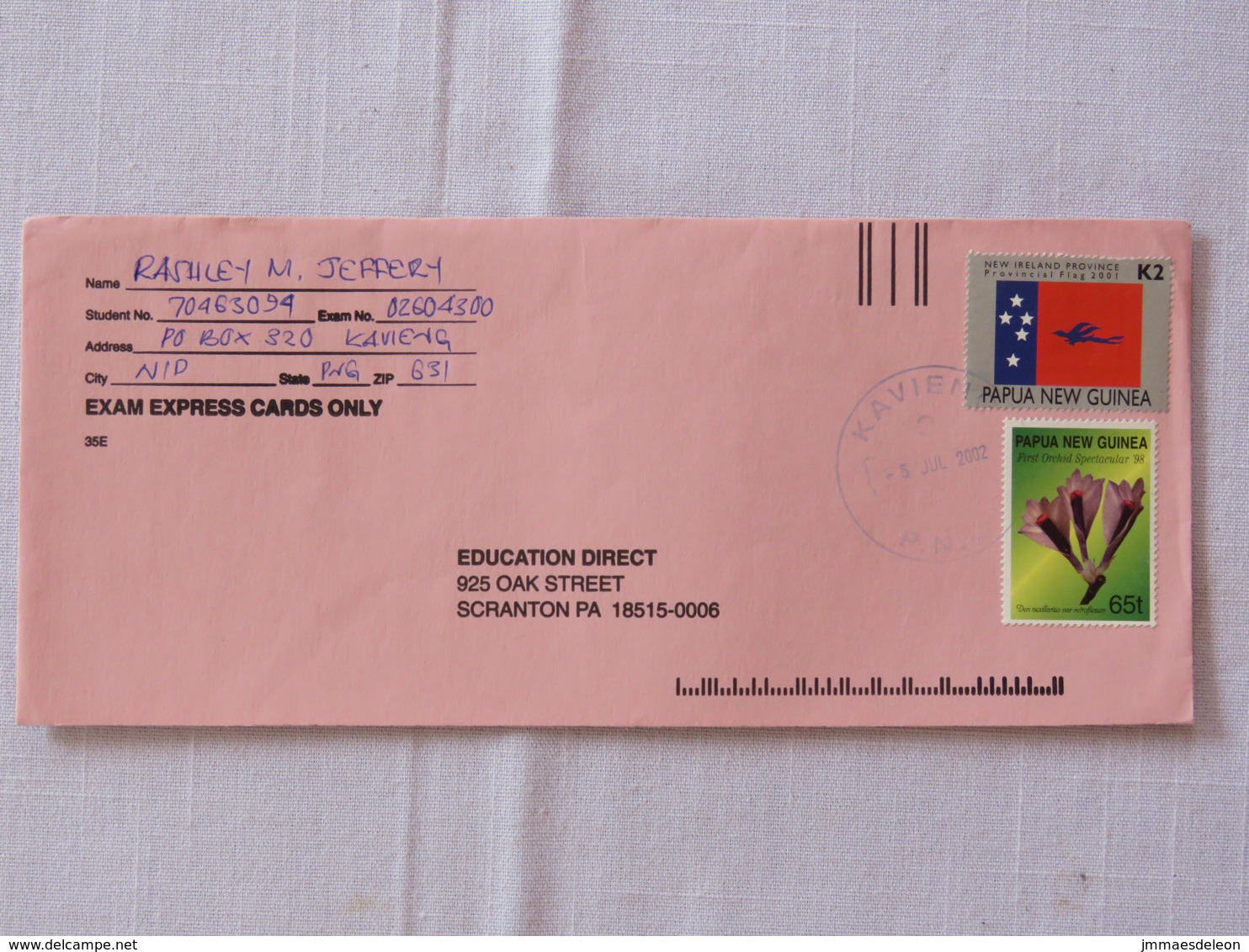 Papua New Guinea 2002 Cover To USA - Flag - Flowers - Papua New Guinea