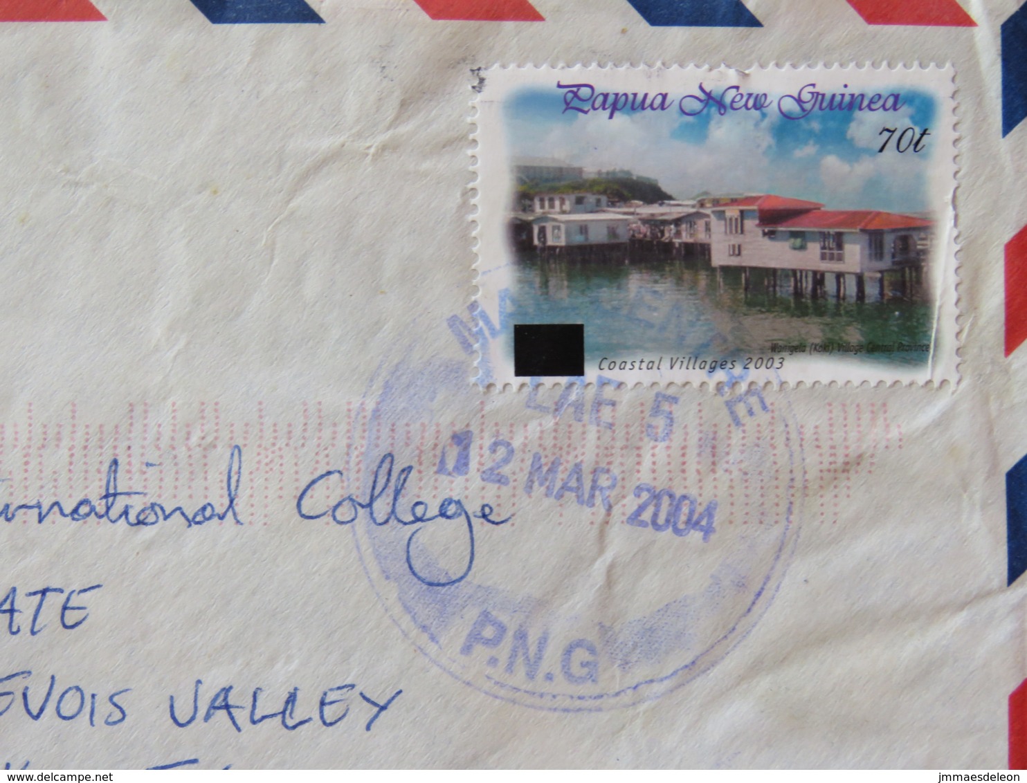 Papua New Guinea 2004 Cover To England - Cheap Rate - Coastal Village - Papua Nuova Guinea