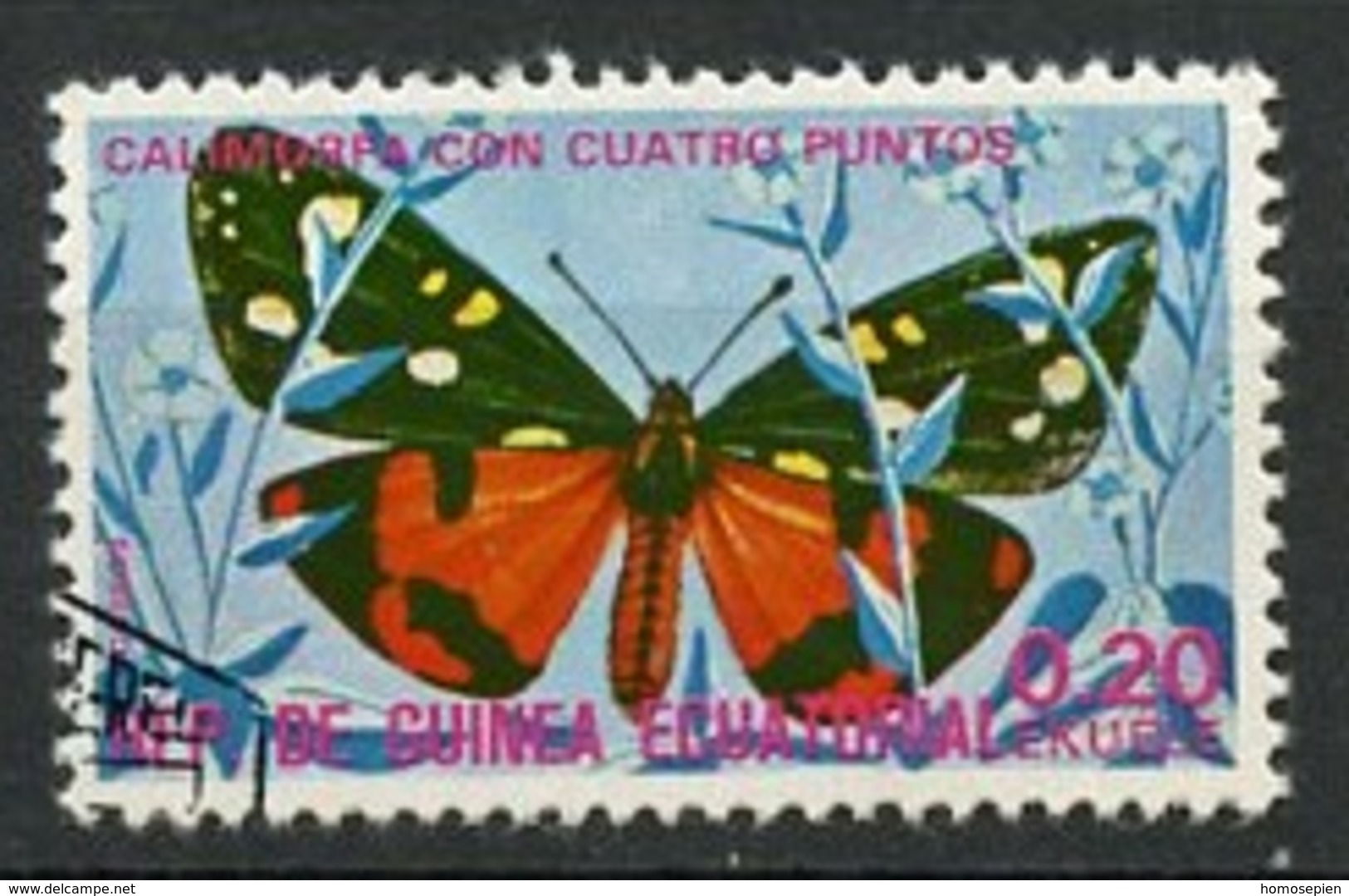 Guinée équatoriale - Guinea 1975 Y&T N°71-0,20e - Michel N°739 (o) - 0,20e Papillon Calimoria - Guinée Equatoriale