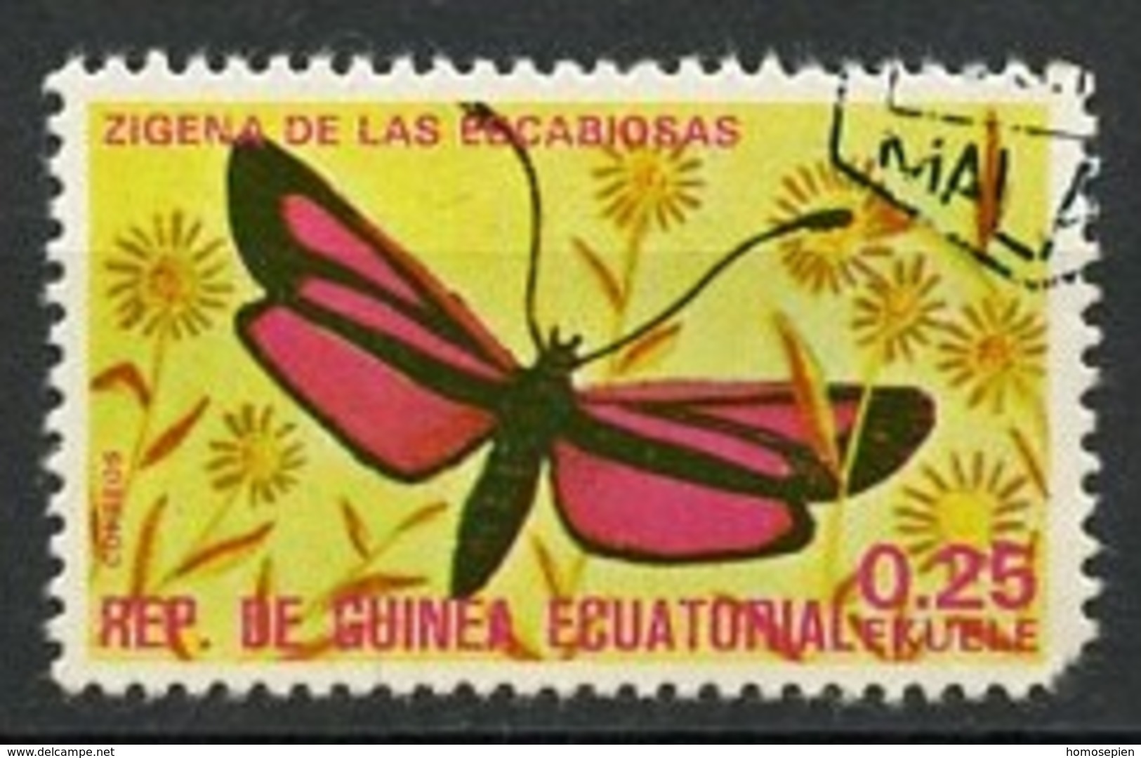 Guinée équatoriale - Guinea 1975 Y&T N°71-0,25e - Michel N°740 (o) - 0,25e Papillon Zigéna - Guinée Equatoriale