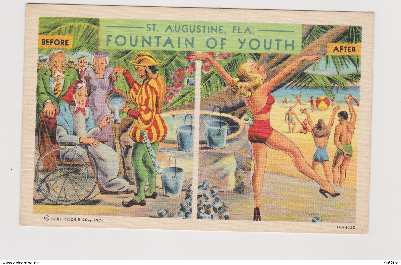 St. Augustine (USA) Fountain Of Youth, Fontana Di Giovinezza,  Pubblicitaria Illustrata - Anni '1930 - Pubblicitari