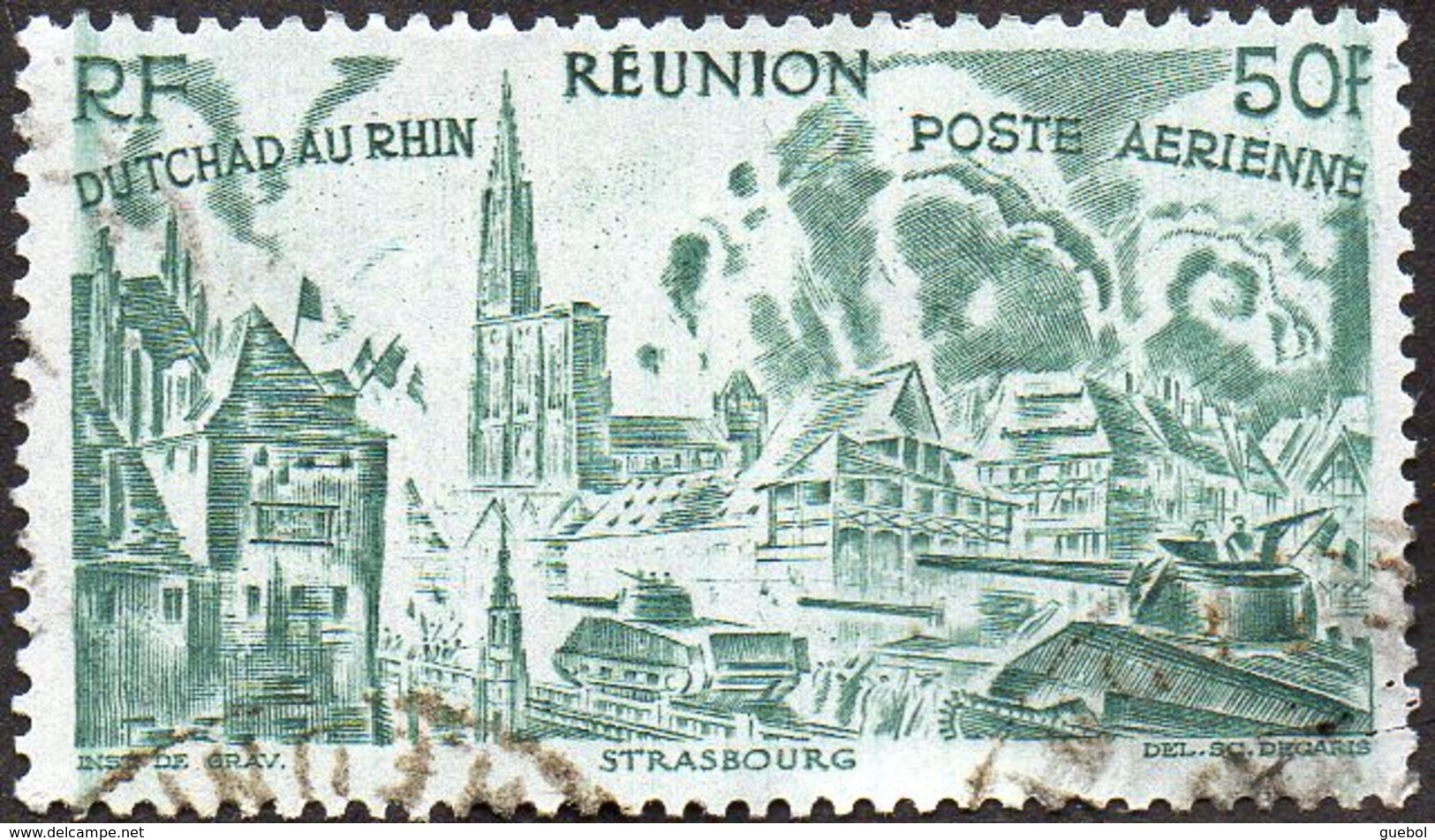 Réunion Obl. N° PA 41 - Tchad Au Rhin - Strasbourg - 50f Vert - Airmail