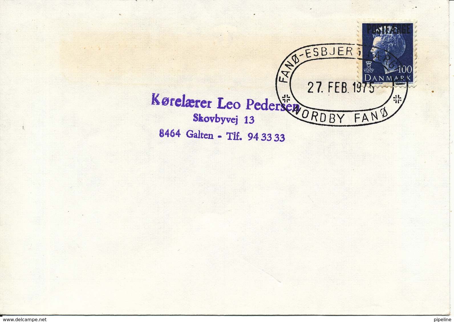 Denmark Cover With Stamp Overprinted POST-FERRY Fanö - Esbjerg Nordby Fanö 27-2-1975 - Covers & Documents