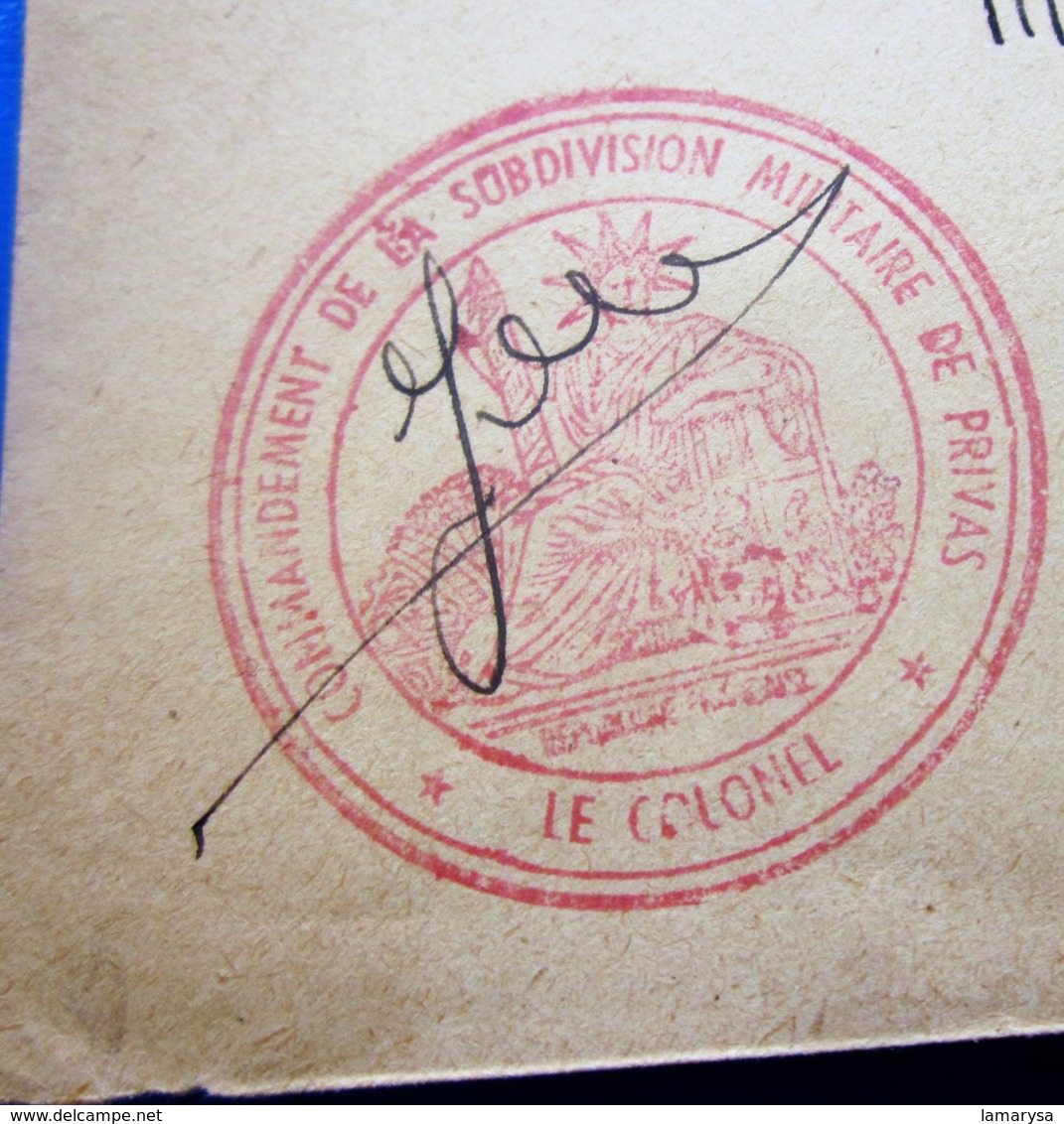 PRIVAS 1958 Lettre F.M-Guerre D'Algérie Cachet Militaire Commandant Subdivision Privas☛Capitaine CoMDt C.T.A.C 691 LYON - Guerra D'Algeria