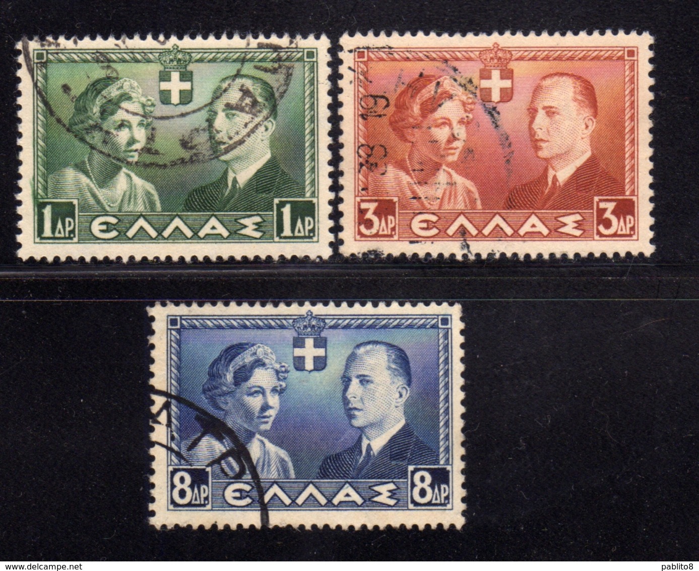 GREECE GRECIA HELLAS 1938 ROYAL WEDDING ISSUE COMPLETE SET SERIE COMPLETA USED USATA OBLITERE' - Usati