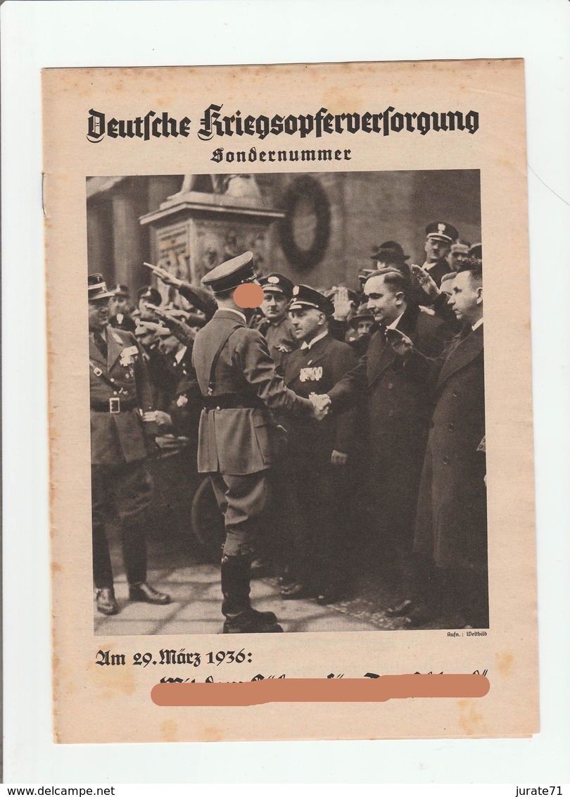 Deutsche Kriegsopferversorgung, Sondernummer März 1936, Magazines For Frontsoldiers WW1, NSKOV - Hobby & Sammeln