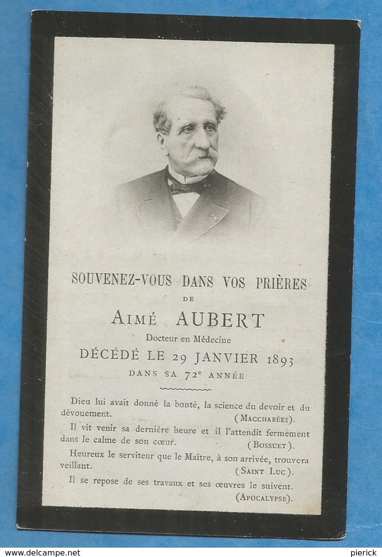 GENEALOGIE FAIRE PART DECES   AUBERT DOCTEUR MEDECINE 1893 - Décès