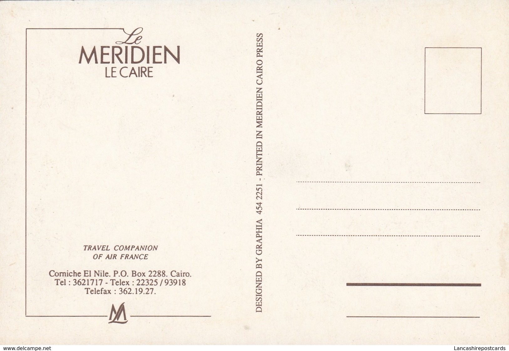 Postcard Cairo Le Meridien Le Caire Hotel My Ref  B23700 - Cairo