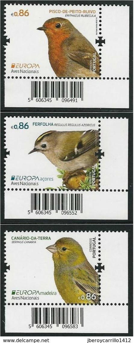 PORTUGAL / AZORES/AÇORES / MADEIRA/MADERA  - EUROPA 2019.- "AVES -BIRDS -VÖGEL-OISEAUX"-  TRES SERIES CH - CB - 2019