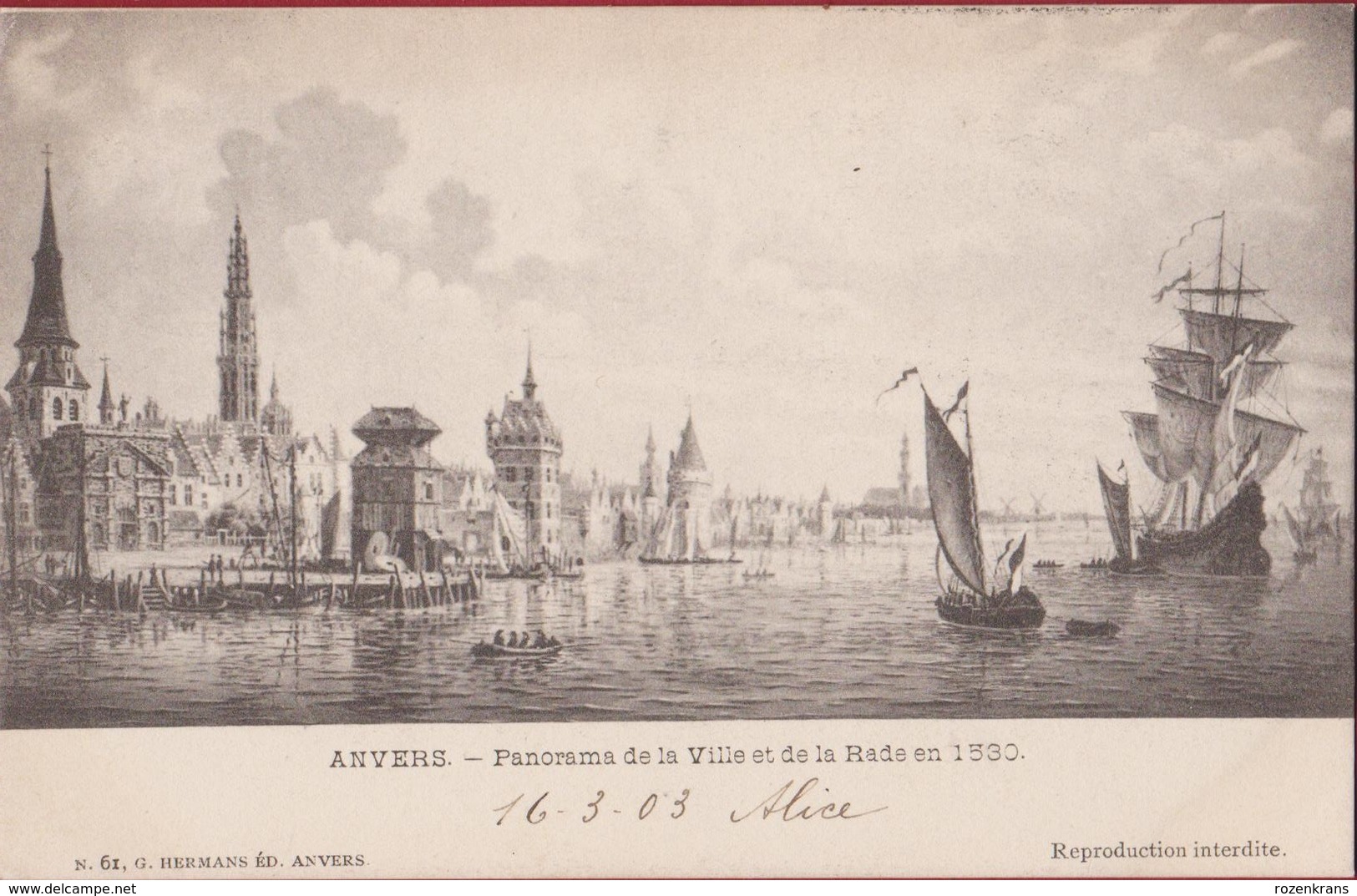 Antwerpen Anvers Panorama De La Ville Et De La Rade En 1530 (in Zeer Goede Staat) 1903 - Antwerpen