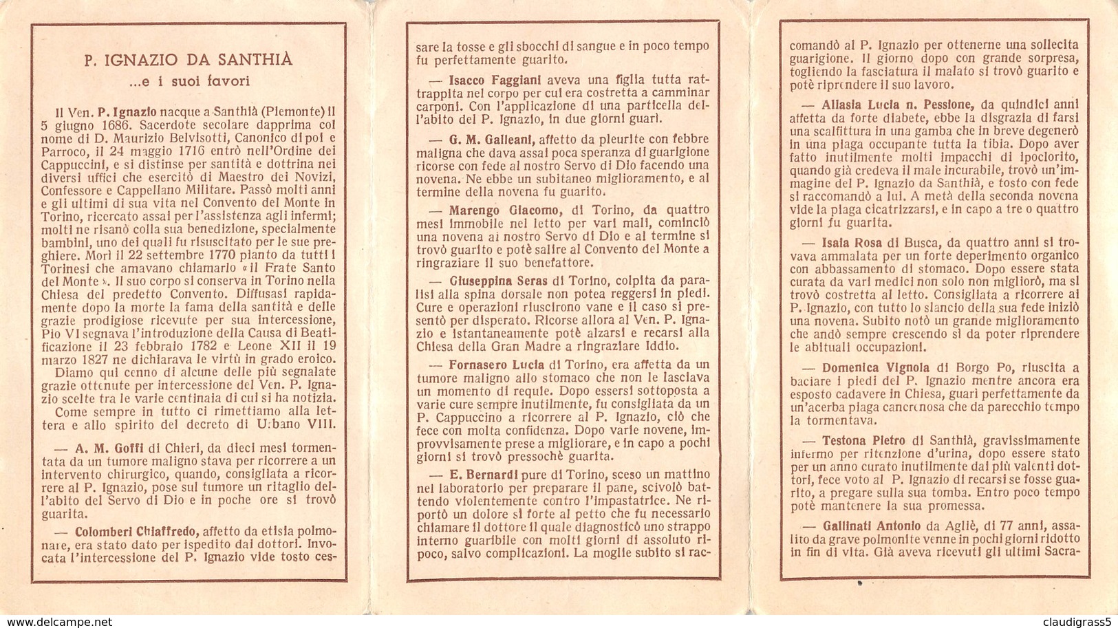 0698 "VENERABILE PADRE IGNAZIO DA SANTHIA' - IL CAPPUCCINO SANTO DEL MONTE DI TORINO" IMM. REL. ORIG. - Imágenes Religiosas