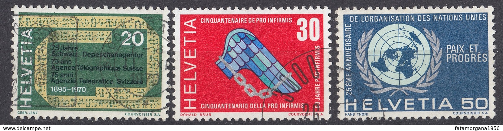 HELVETIA - SUISSE - SVIZZERA - 1970 -  Lotto Di 3 Valori Usati: Yvert 850, 851 E 853. - Usati