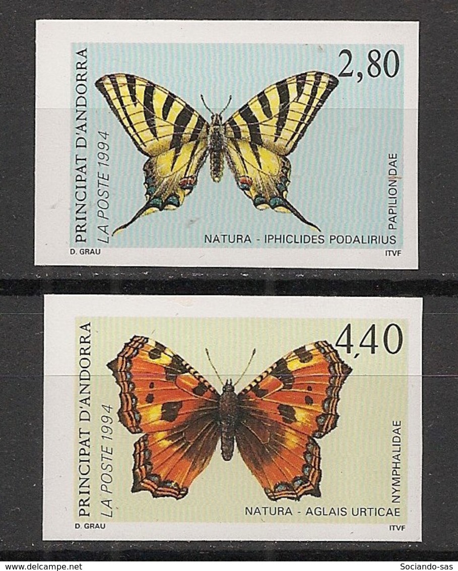 Andorre - 1994 - N°Yv. 451 Et 452 - Papillons - Non Dentelé / Imperf. - Neuf Luxe ** / MNH / Postfrisch - Papillons