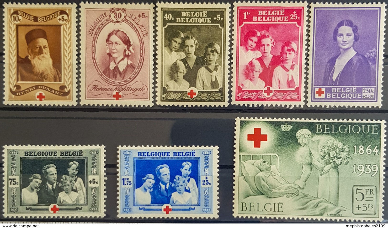 BELGIUM - MLH - Sc# B233 - B240 - 1918 Croix-Rouge