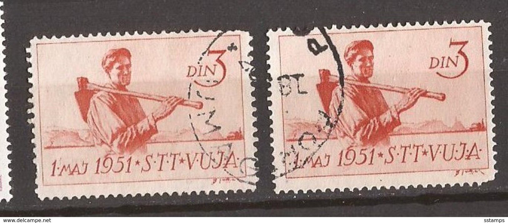 1951  50 PEWRF- 12 1-2 PLUS PERF- 12 1-2 --  11 1-2 RRR UNBEKANT NICHT IM KATALOG TRIESTE ZONA -B- USED - Usati